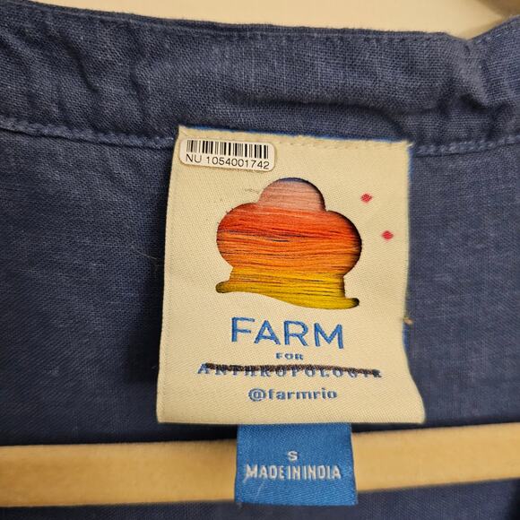 Farm Rio Embroidered Pineapple Blue & White Puff Sleeve Maxi Dress $348 Small - Picture 5 of 5